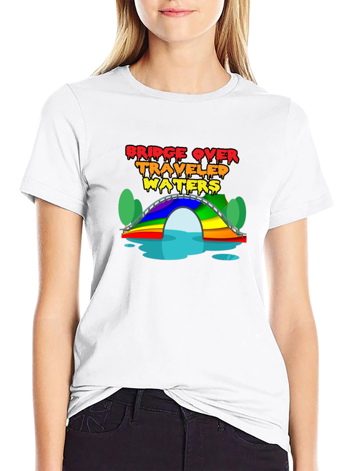 Black Bridge Over Traveled Waters T-Shirt view 9