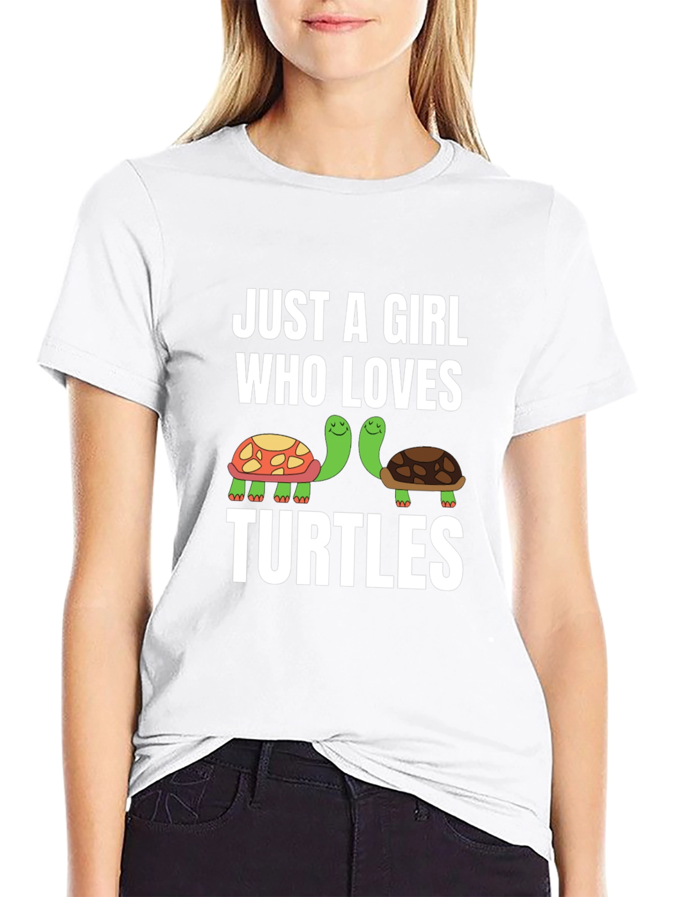 Black Just A Girl Who Loves Turtles Graphic Tee view 9