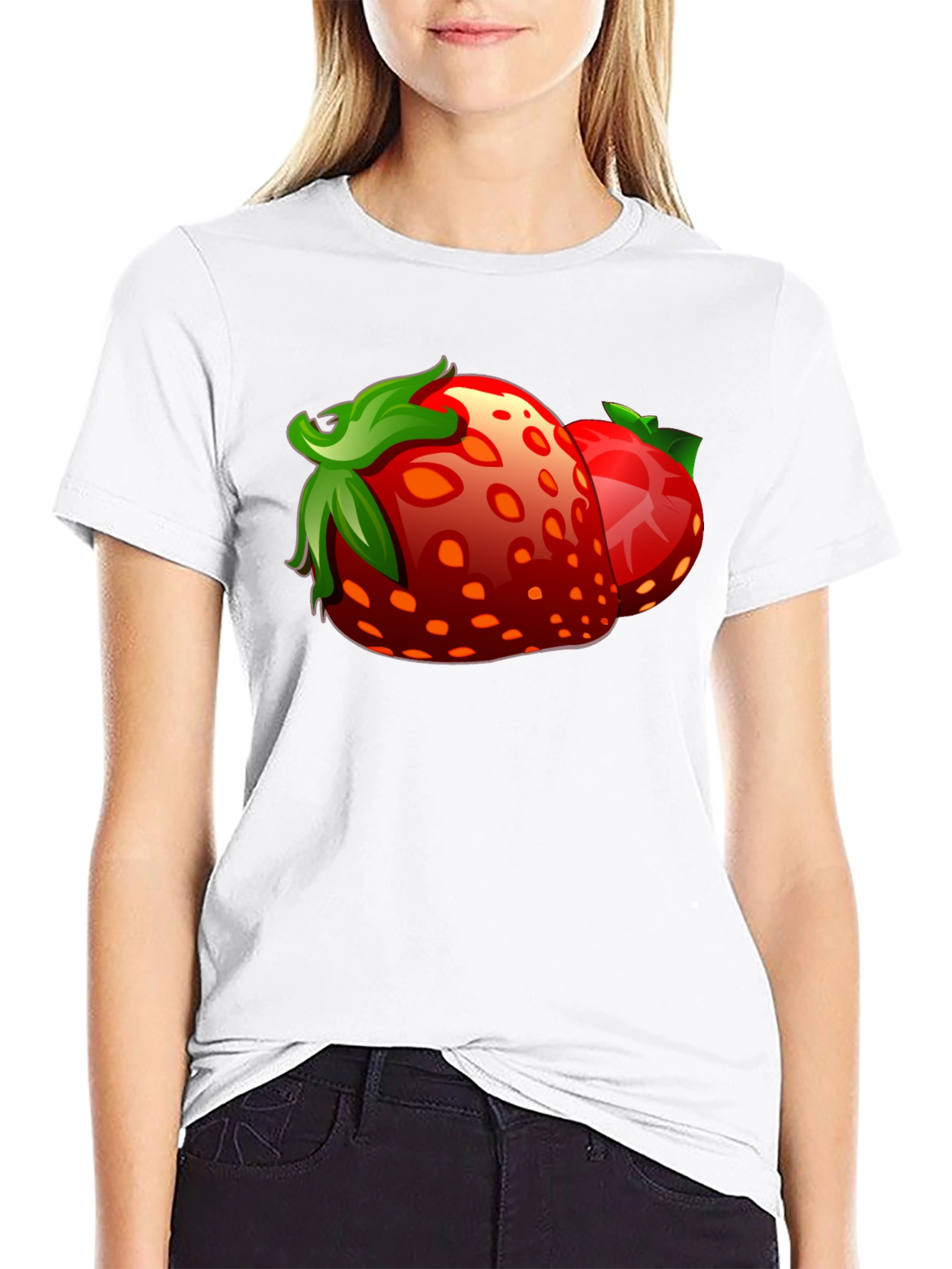 Black Strawberry Graphic Black T-Shirt view 9