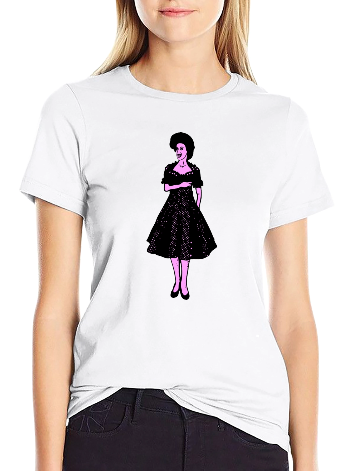 Black Retro Dress Graphic Tee - Classic Style view 9