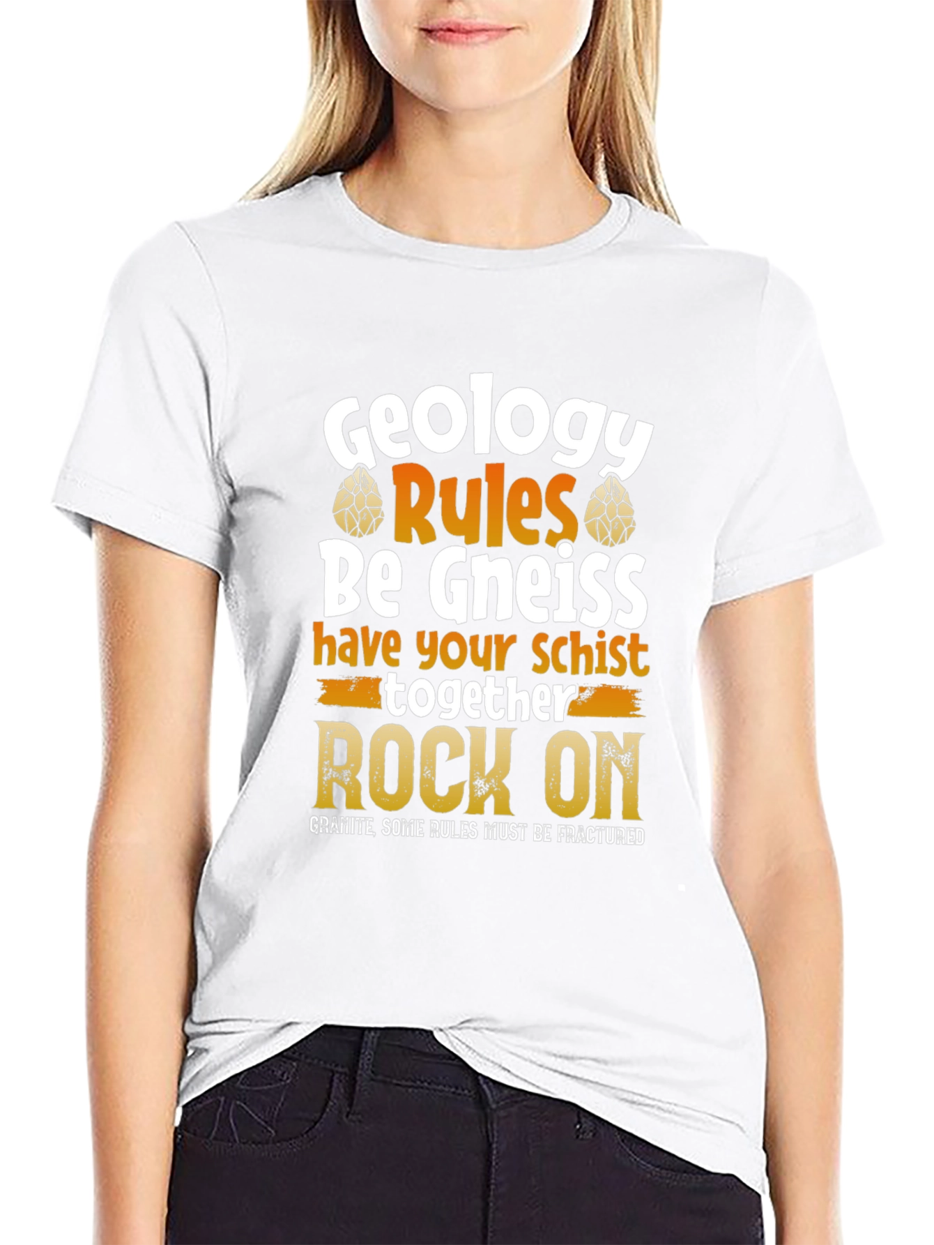 Black Geology Rules Be Gneiss Rock On T-Shirt view 9