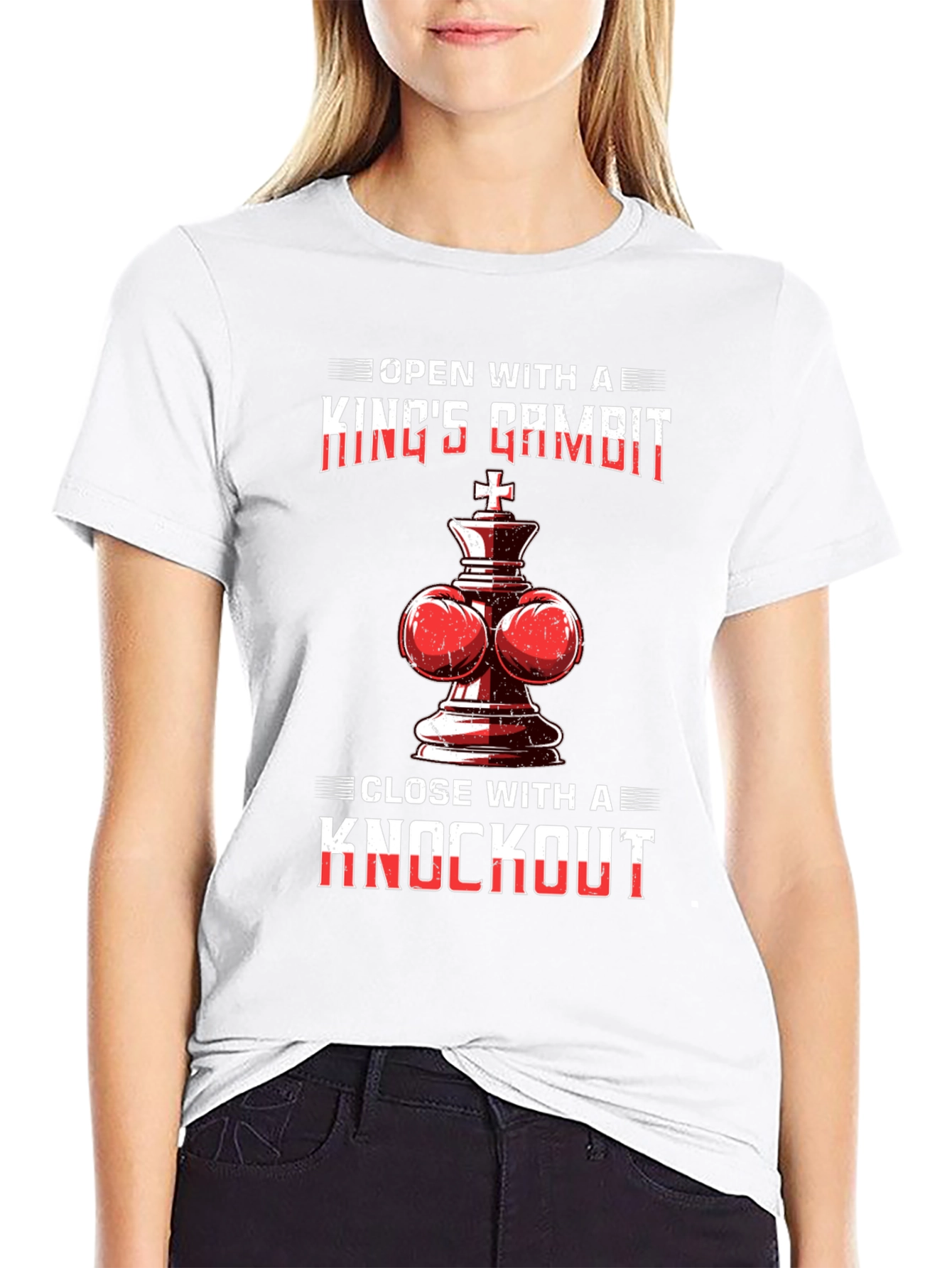Black King's Gambit Chess Knockout Graphic Tee view 9