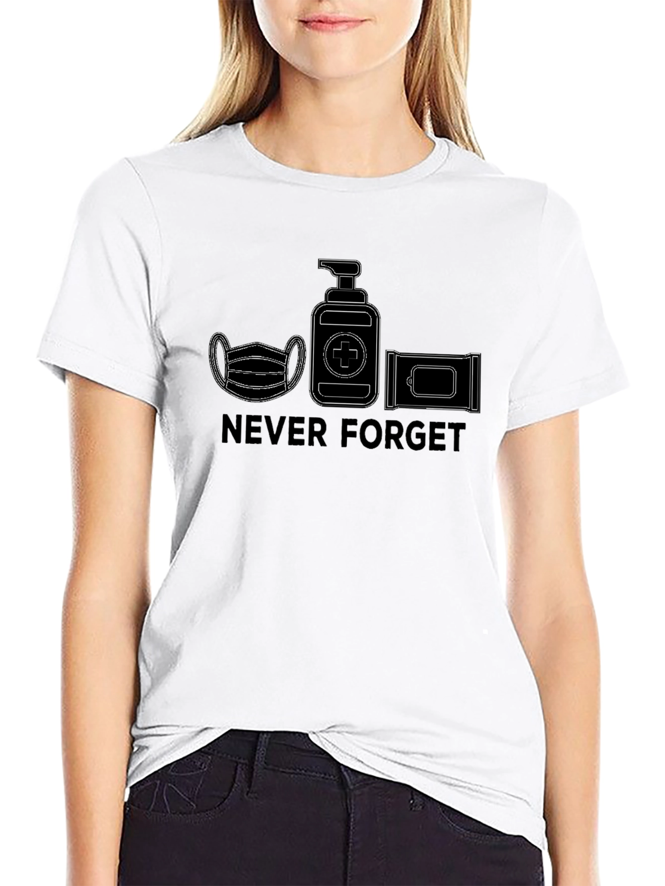 Black Never Forget T-Shirt - Mask, Sanitizer, Wipes Graphic Tee view 9