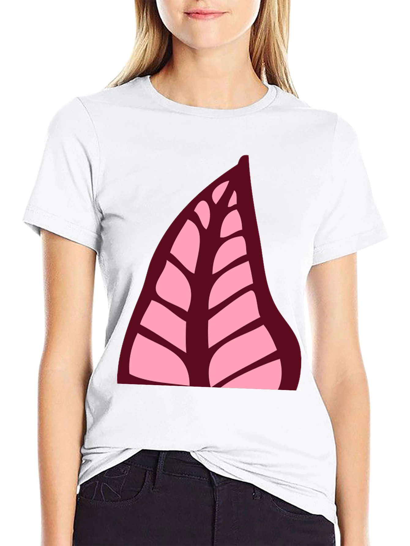 Black Leaf Print Black T-Shirt view 9