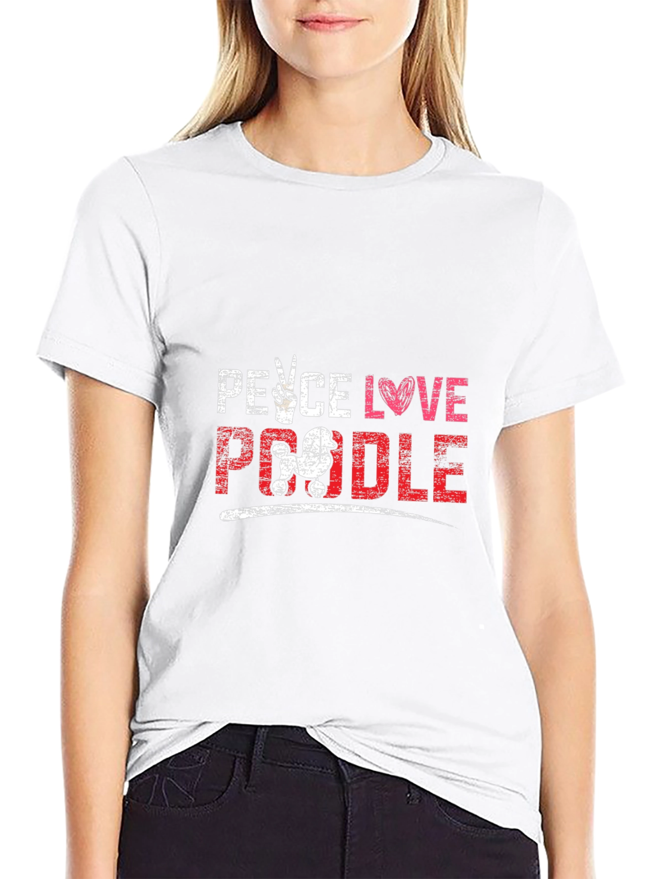 Black Peace Love Poodle T-Shirt Black view 9