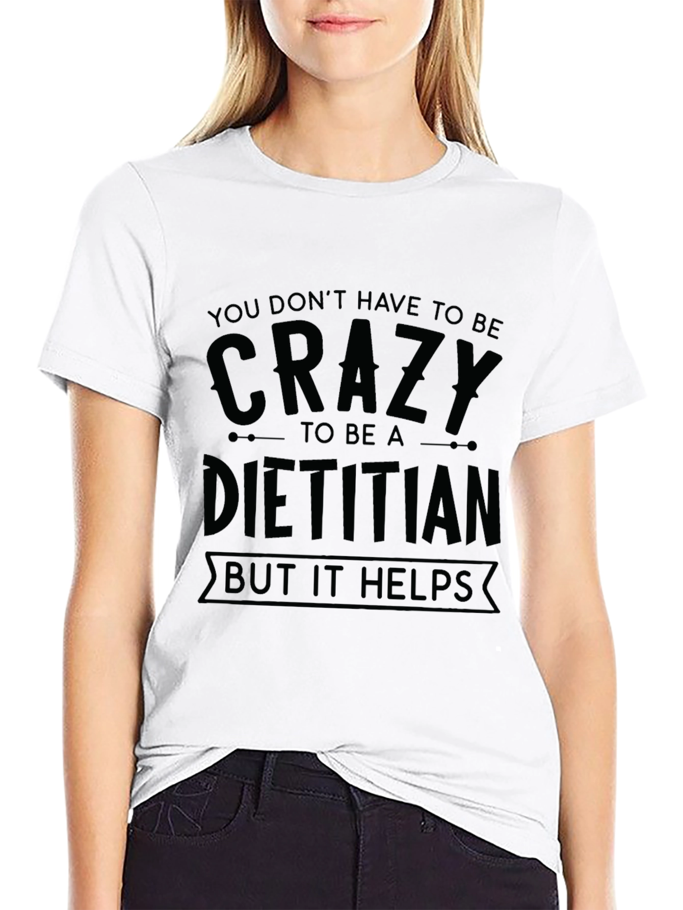 Black Crazy Dietitian T-Shirt - Black Novelty Tee view 9