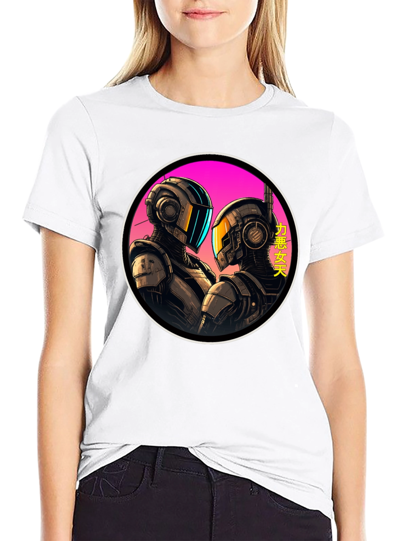 Black Cyberpunk Robots T-Shirt - Sci-Fi Graphic Tee view 9