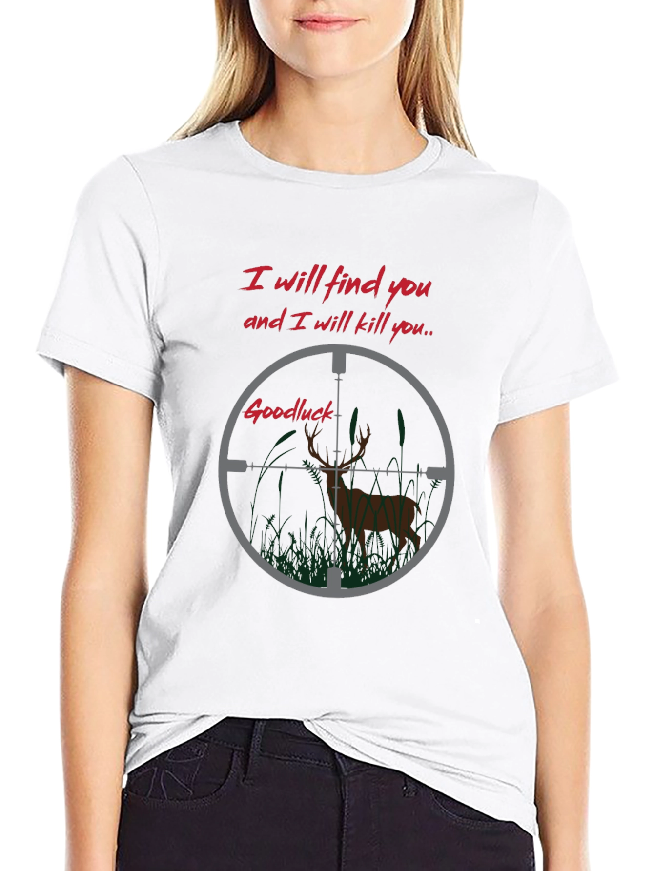 Black Hunting T-Shirt - Deer in Crosshairs view 9