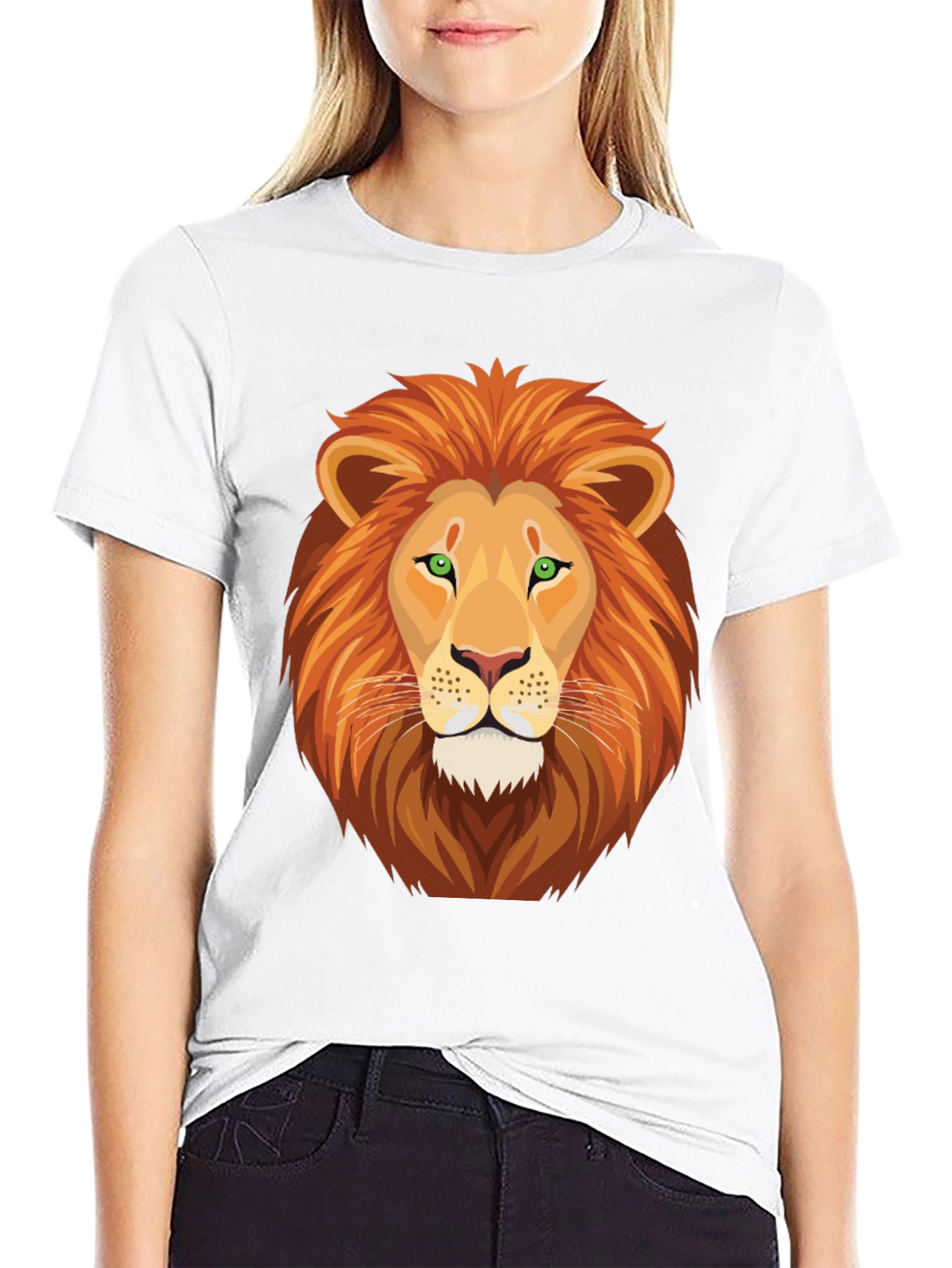 Black Lion Graphic Print Crew Neck T-Shirt view 9