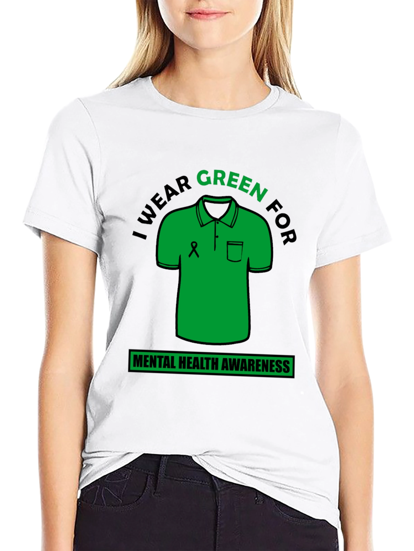 Black Green Mental Health Awareness T-Shirt view 9