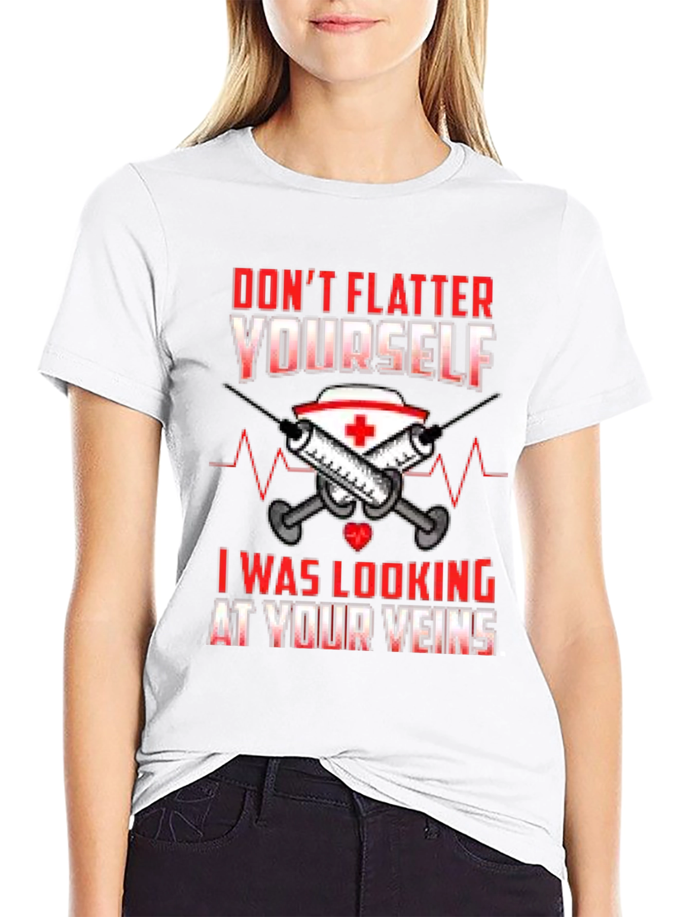 Black Funny Nurse Veins T-Shirt - Don't Flatter Yourself view 9
