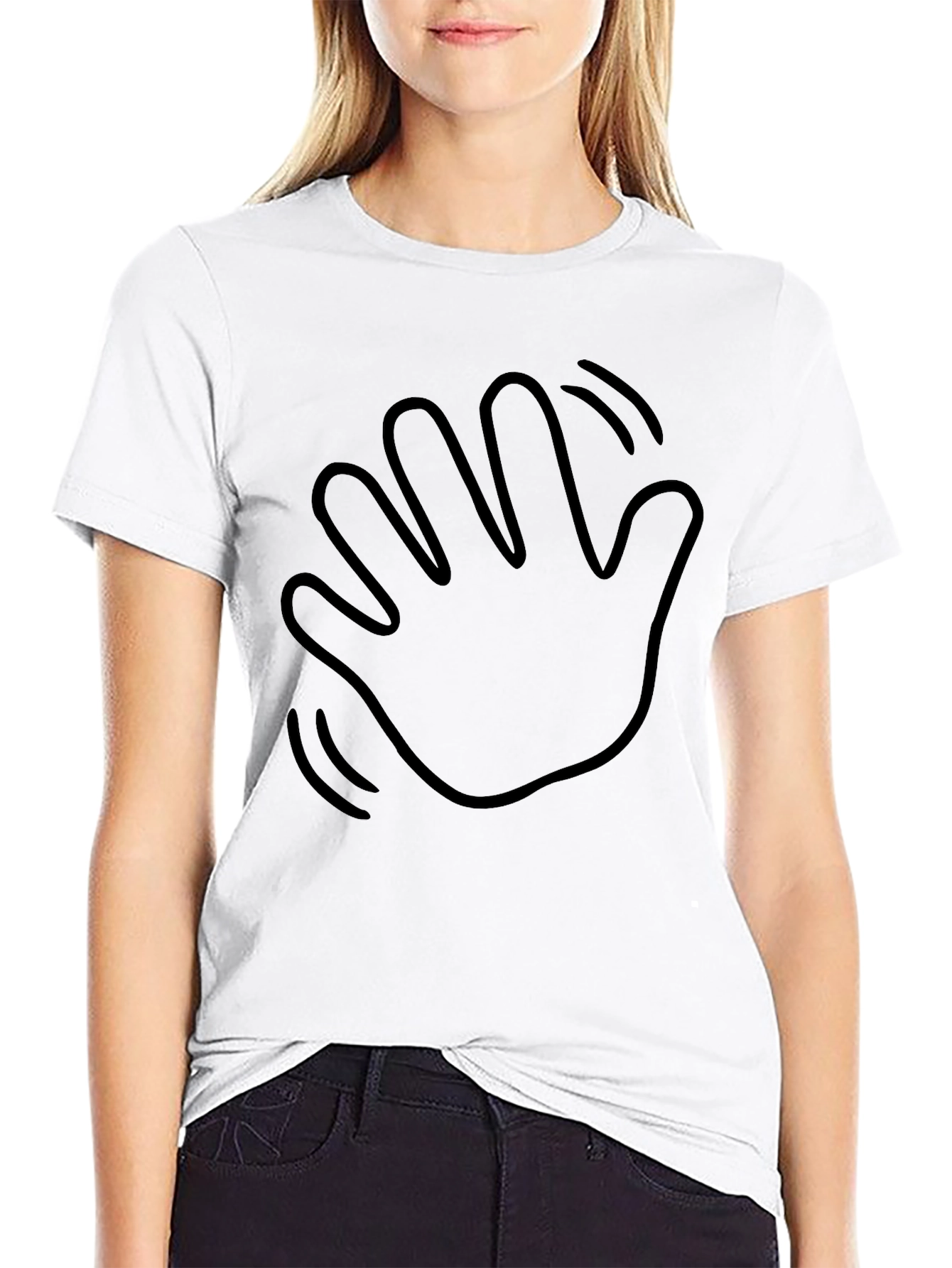 Black Waving Hand Black Graphic Tee - Casual Comfort view 9