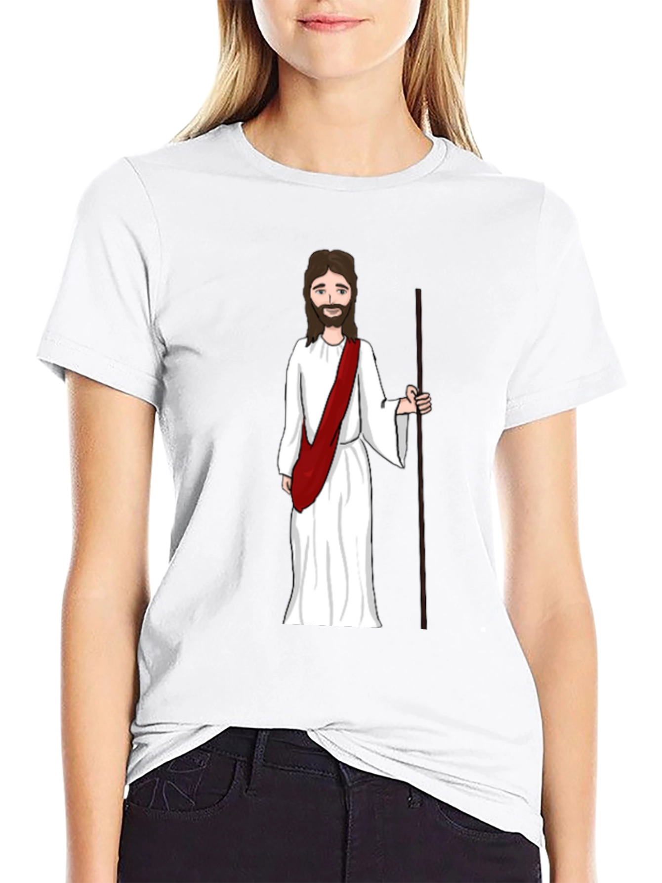 Black Jesus Cartoon Black T-Shirt view 9