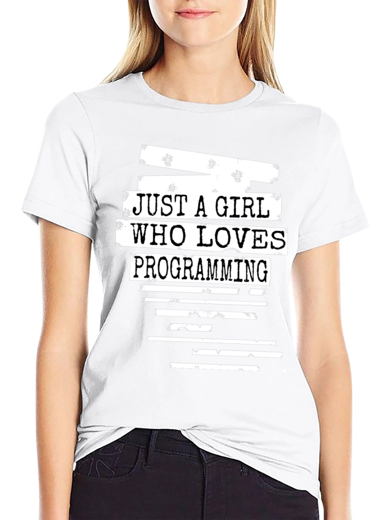 Black Just A Girl Who Loves Programming Graphic T-Shirt view 9