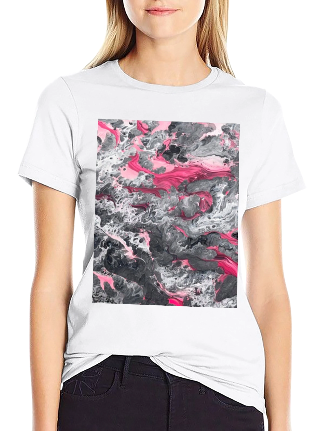 Black Abstract Art Print Black T-Shirt view 9