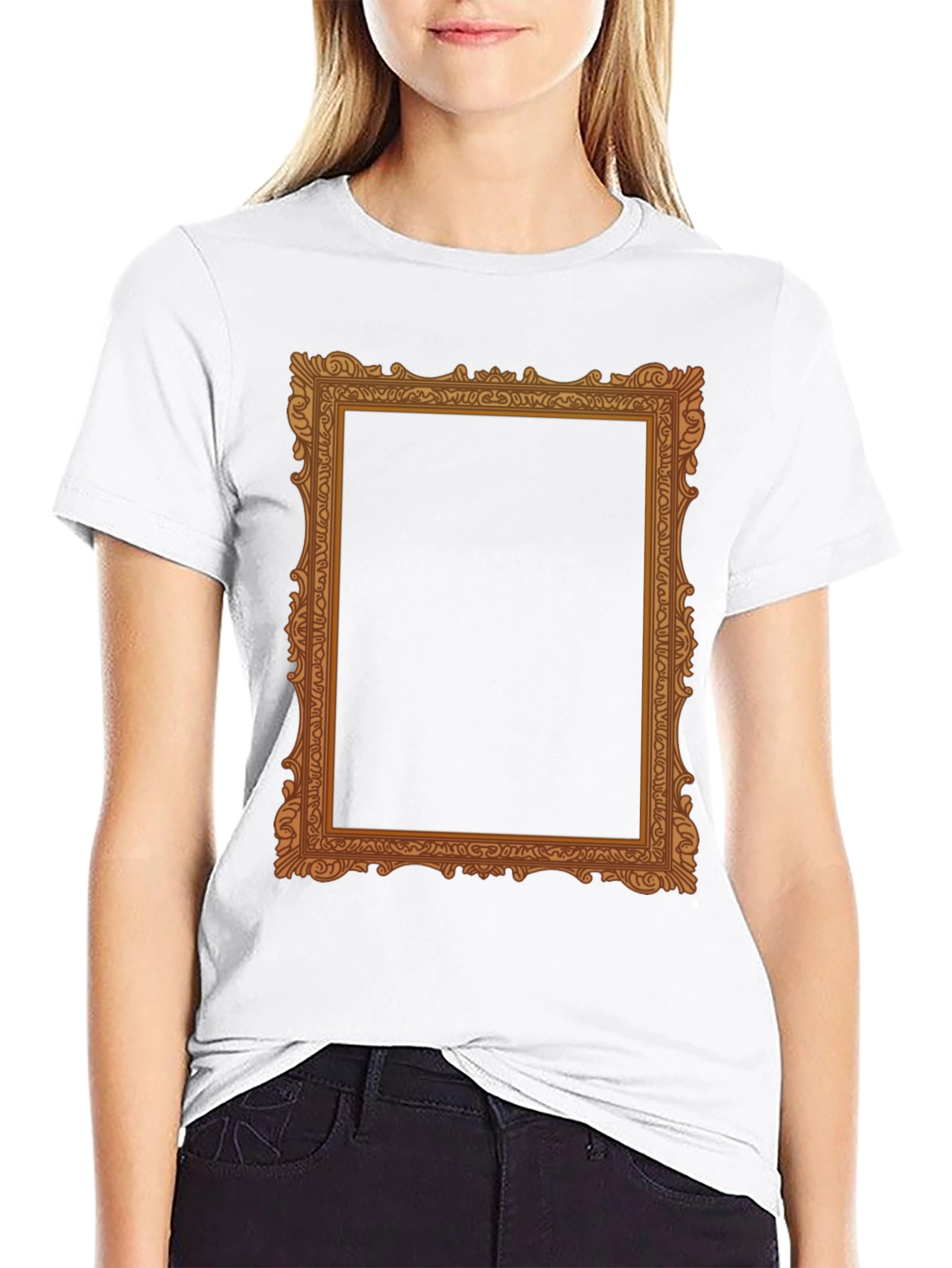 Black Ornate Frame Graphic Tee - Classic Black T-Shirt view 9