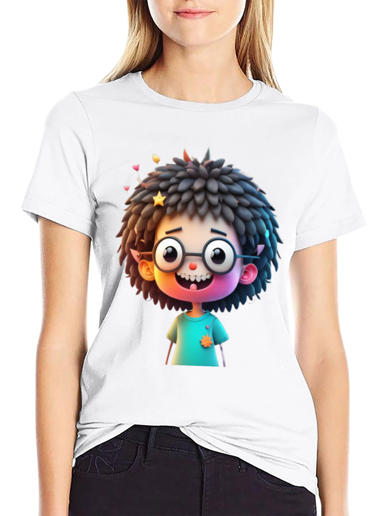 Black Fun Cartoon Character T-Shirt - Black view 9
