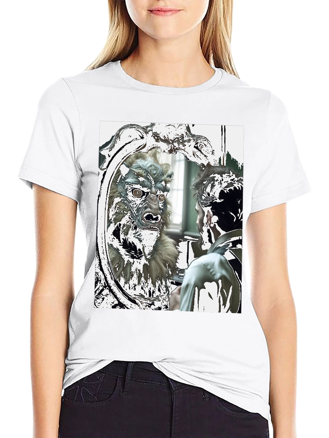 Black Monster Reflection Graphic Tee view 9