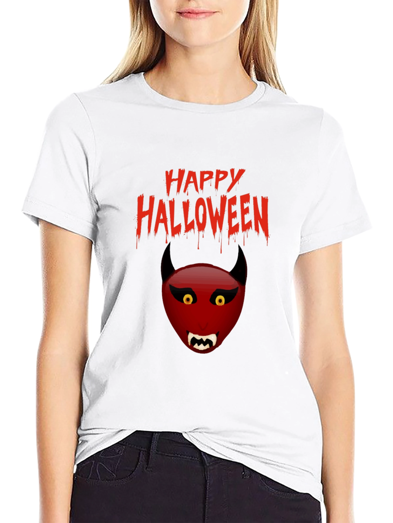 Black Happy Halloween Devil Graphic Tee view 9