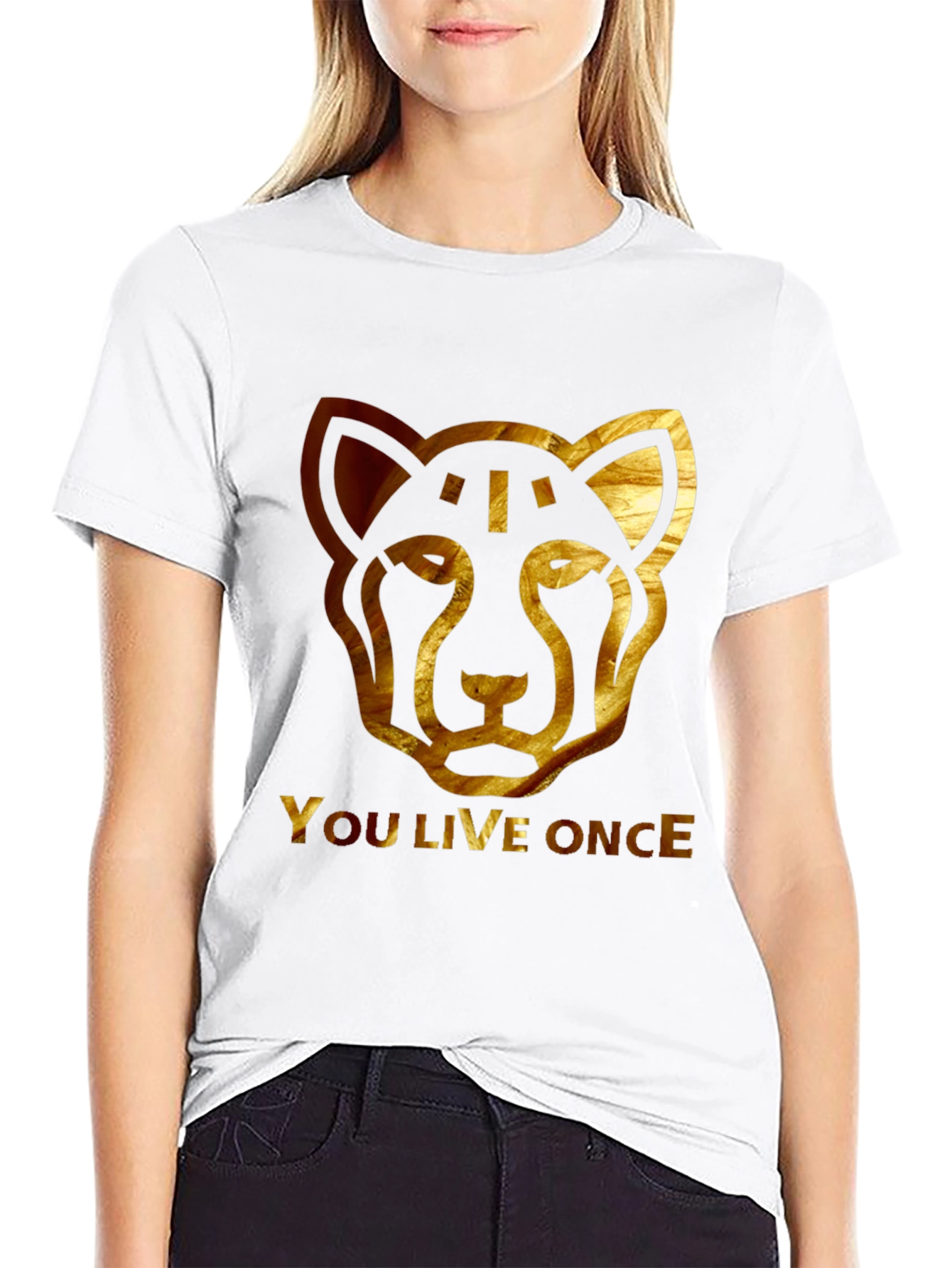 Black YOLO Cheetah Graphic Tee - Black Cotton T-Shirt view 9