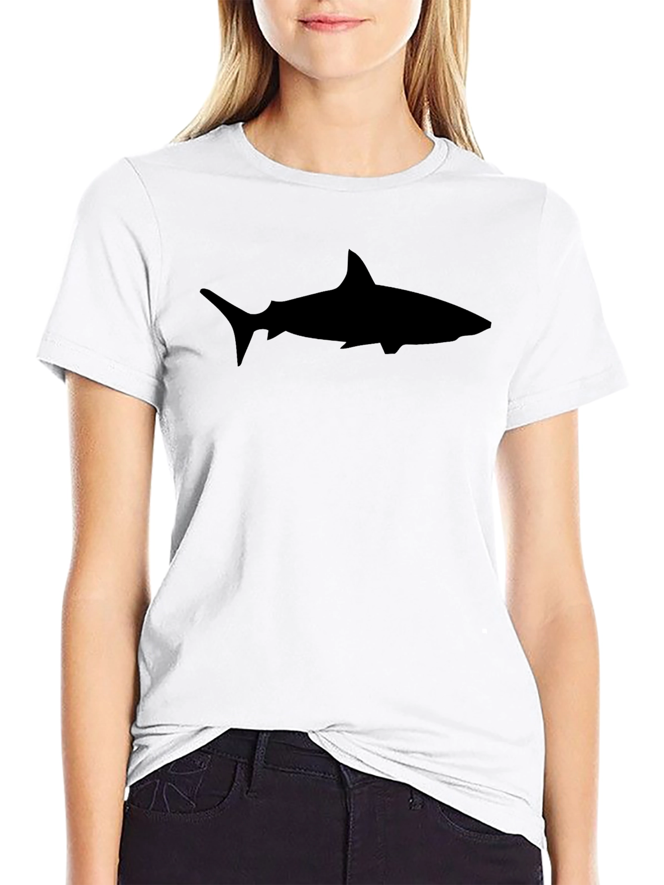 Black Shark Silhouette Black T-Shirt view 9