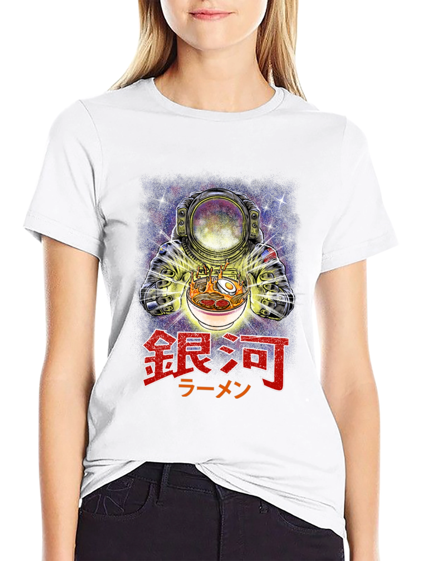 Black Astronaut Ramen Graphic Tee - Galaxy Noodles T-Shirt view 9