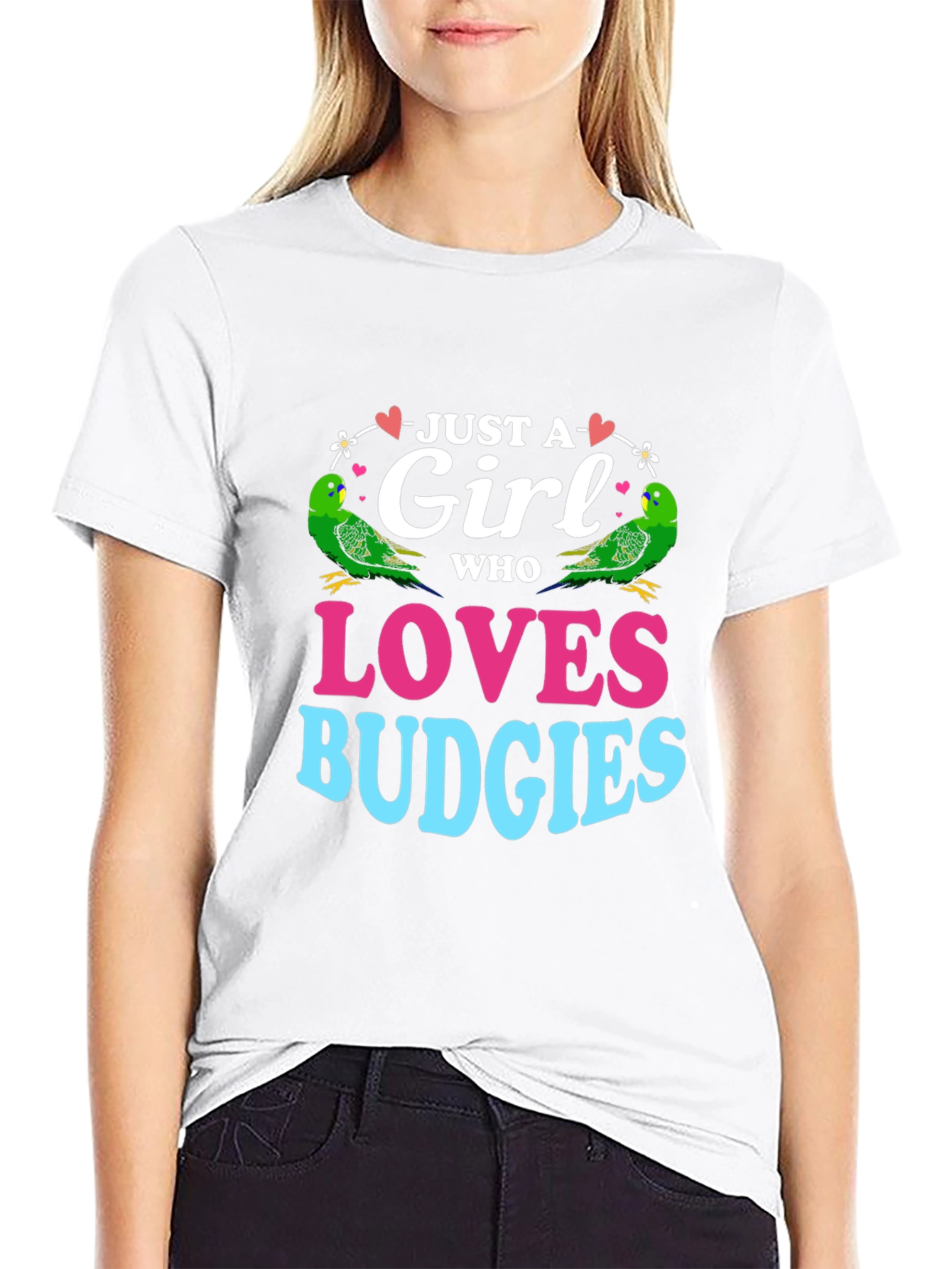 Black Just a Girl Who Loves Budgies T-Shirt view 9