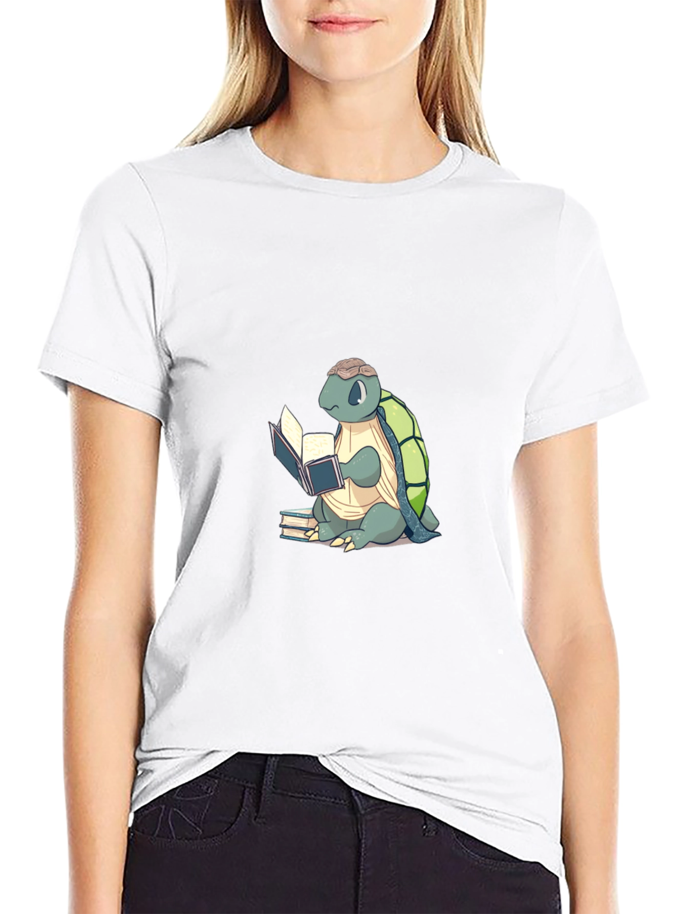 Black Bookish Turtle Graphic T-Shirt - Black view 9