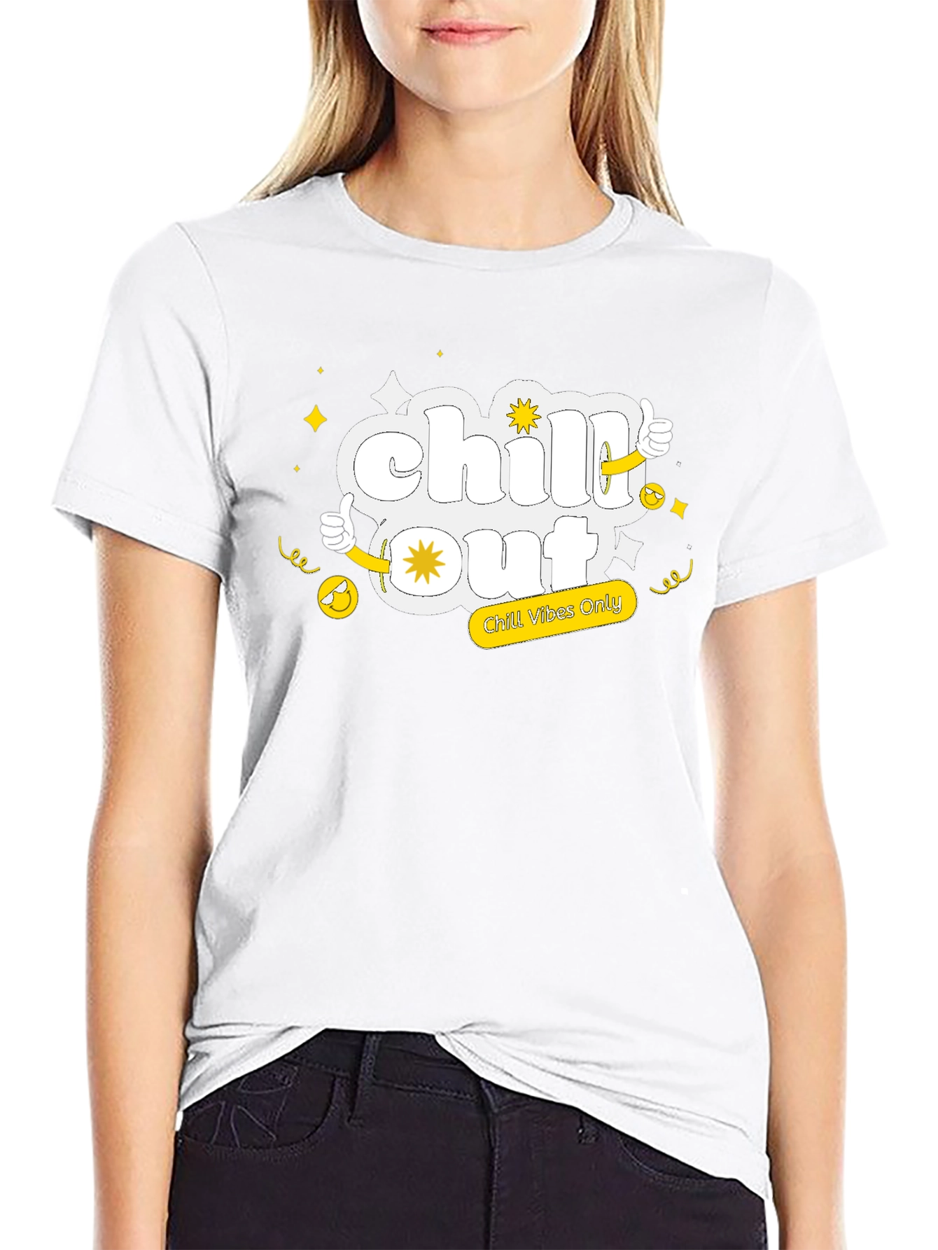Black Chill Out Black Tee - Funny Cartoon Graphic T-Shirt view 9