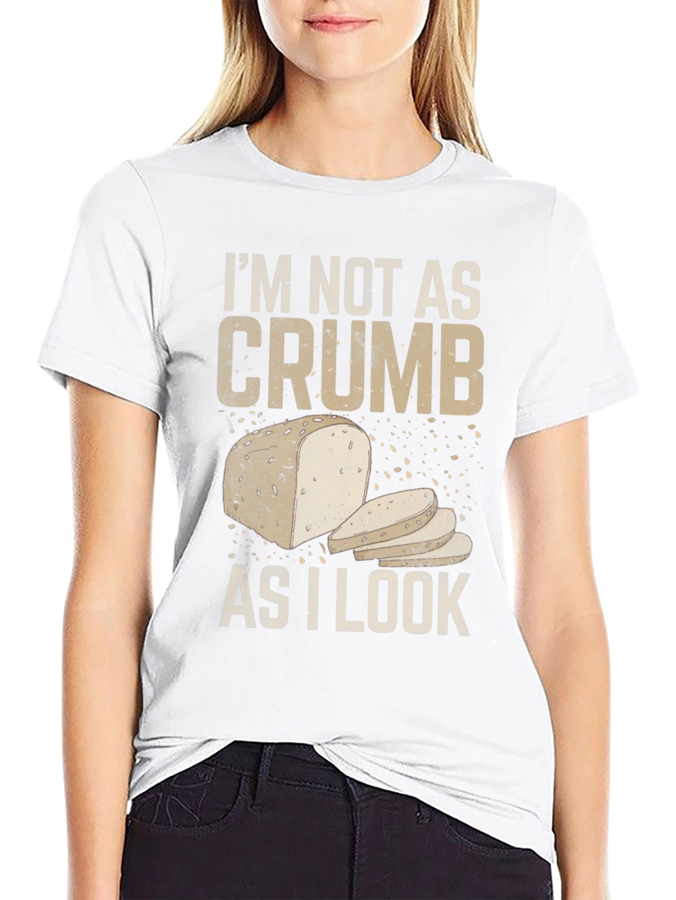 Black I'm Not As Crumb As I Look Funny Bread Graphic Tee view 9