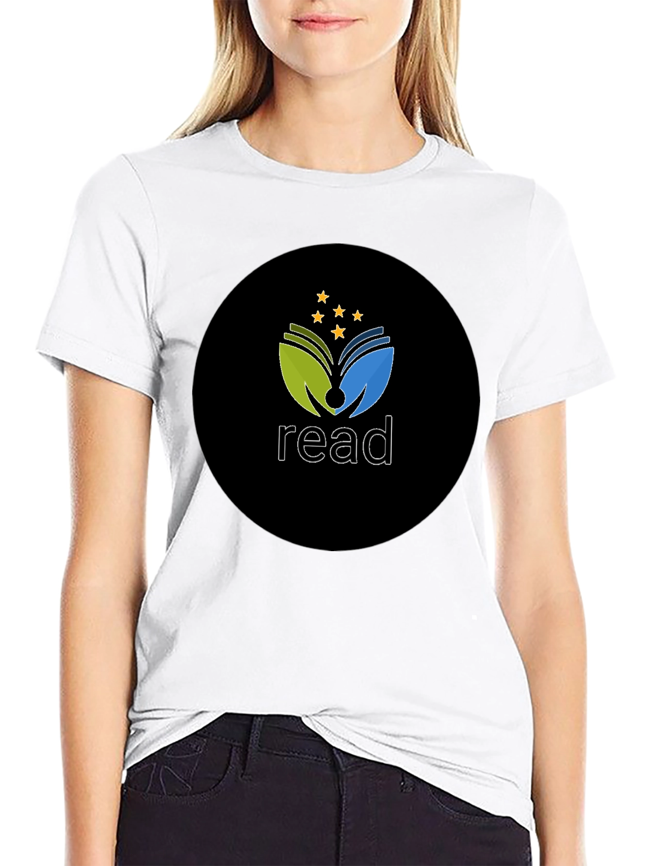 Black Read T-Shirt - Black Cotton Blend Graphic Tee view 9