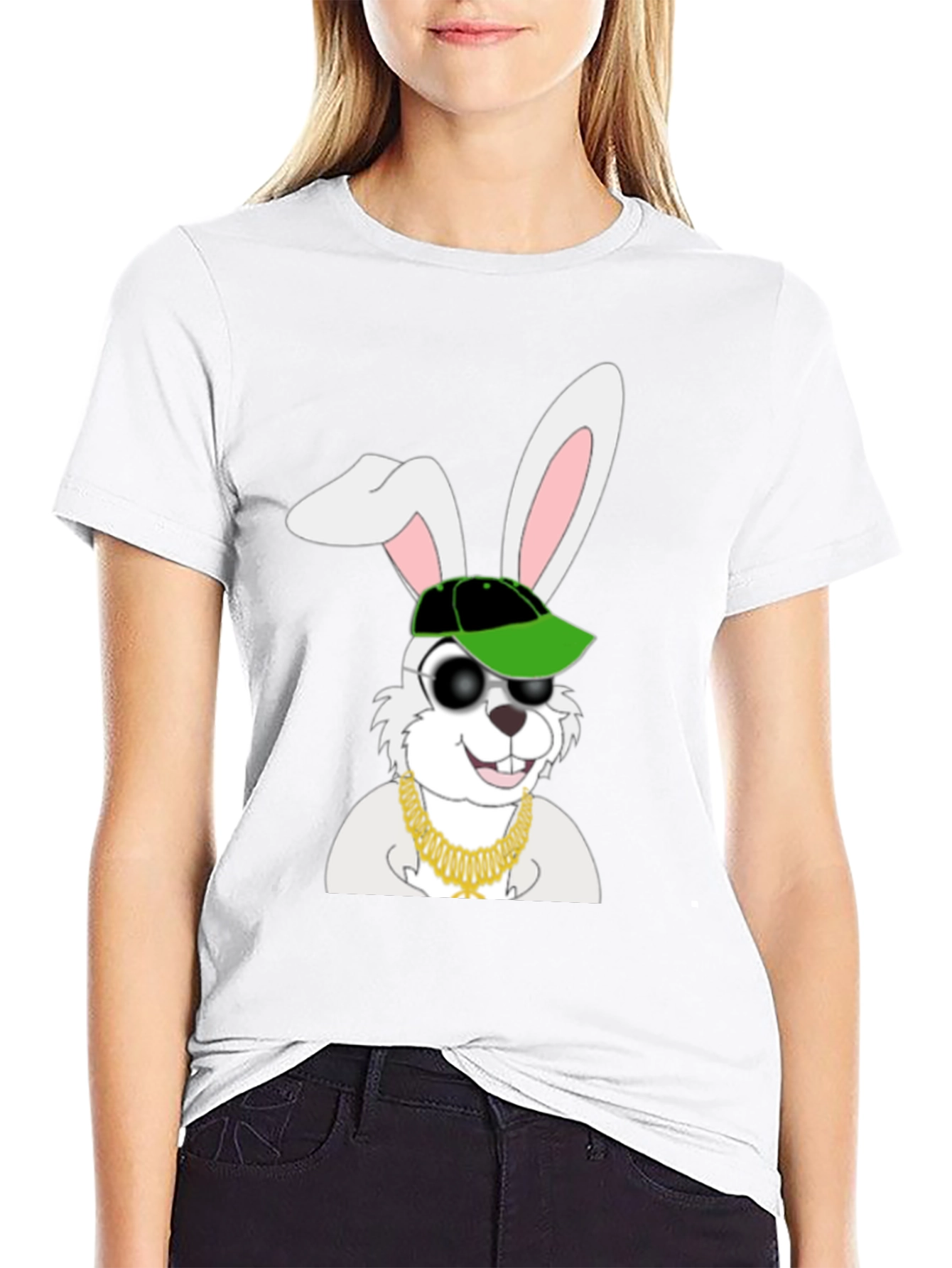 Black Cool Rabbit Graphic T-Shirt view 9