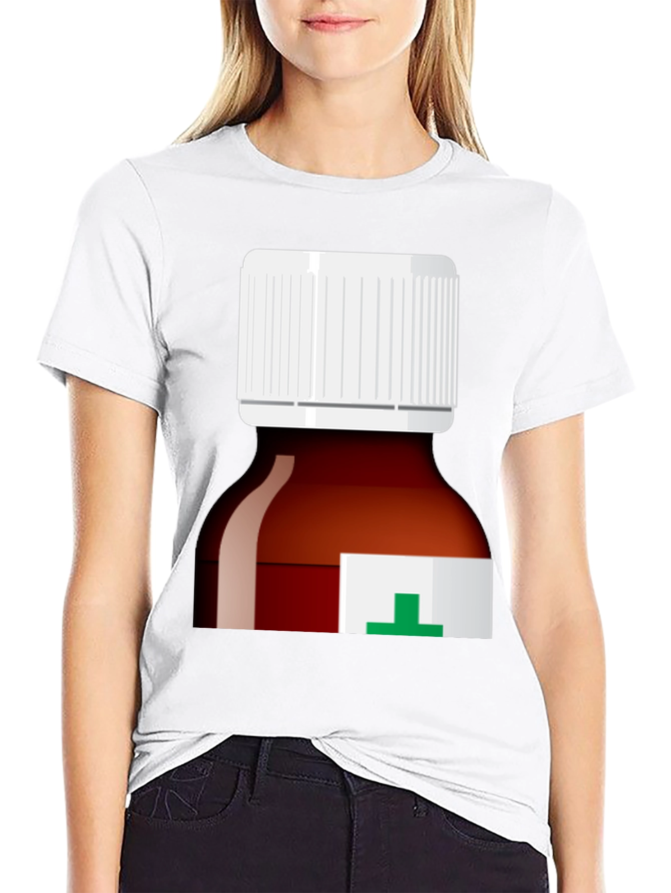 Black Pill Bottle Graphic T-Shirt - Novelty Medicine Tee view 9