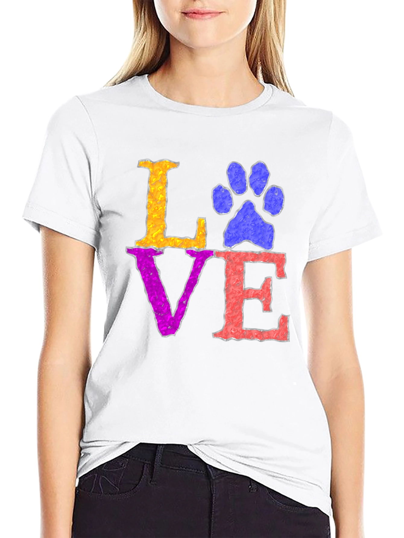 Black Love Paw Print T-Shirt - Pet Lover Tee view 9