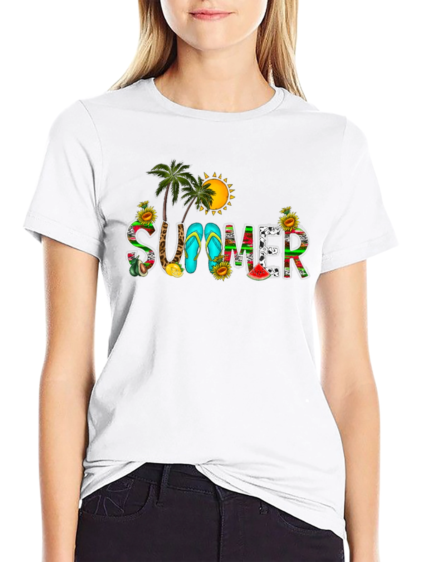 Black Summer Graphic T-Shirt view 9