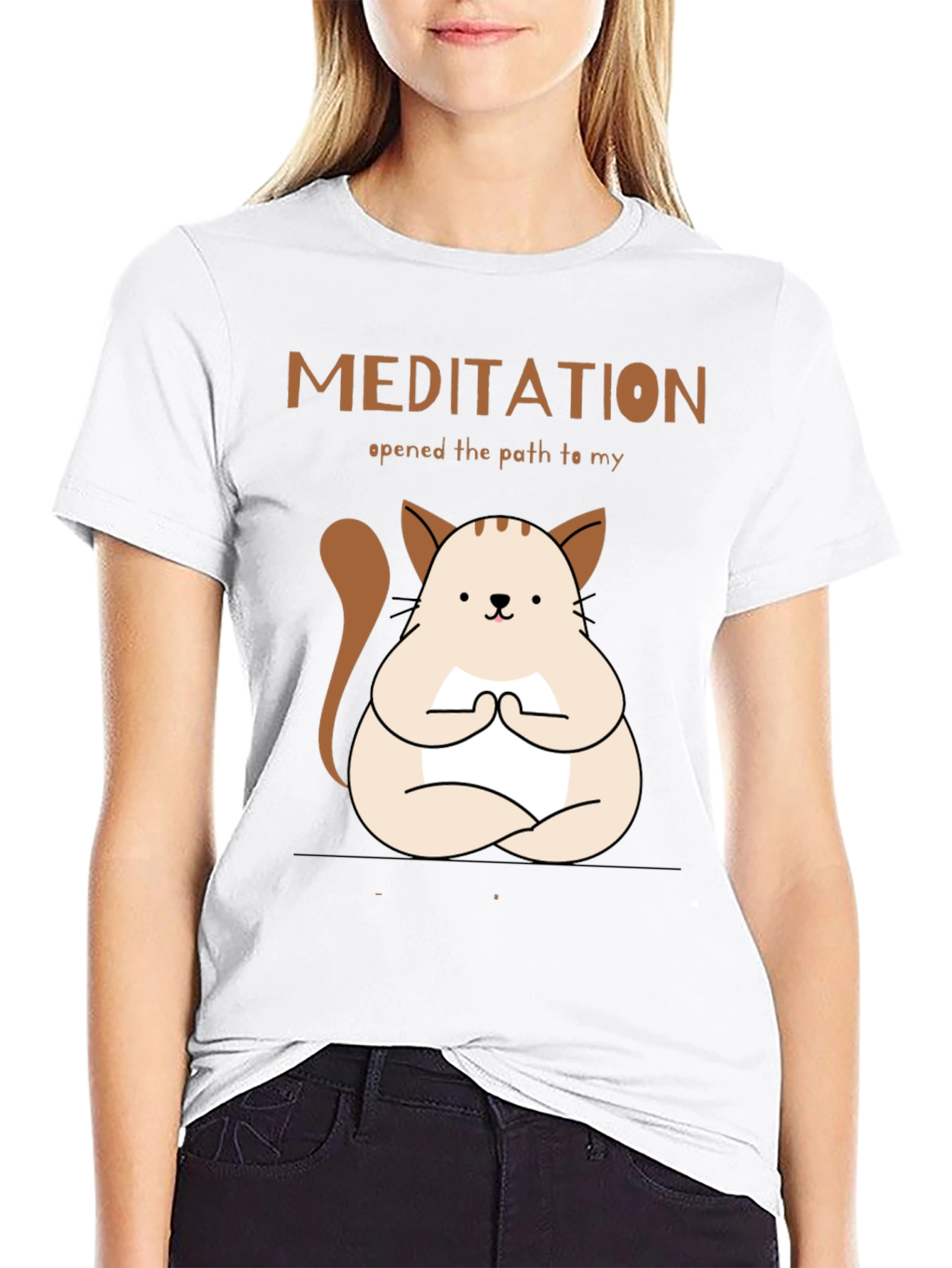 Black Meditating Cat T-Shirt - Find Your Inner Peace! view 9
