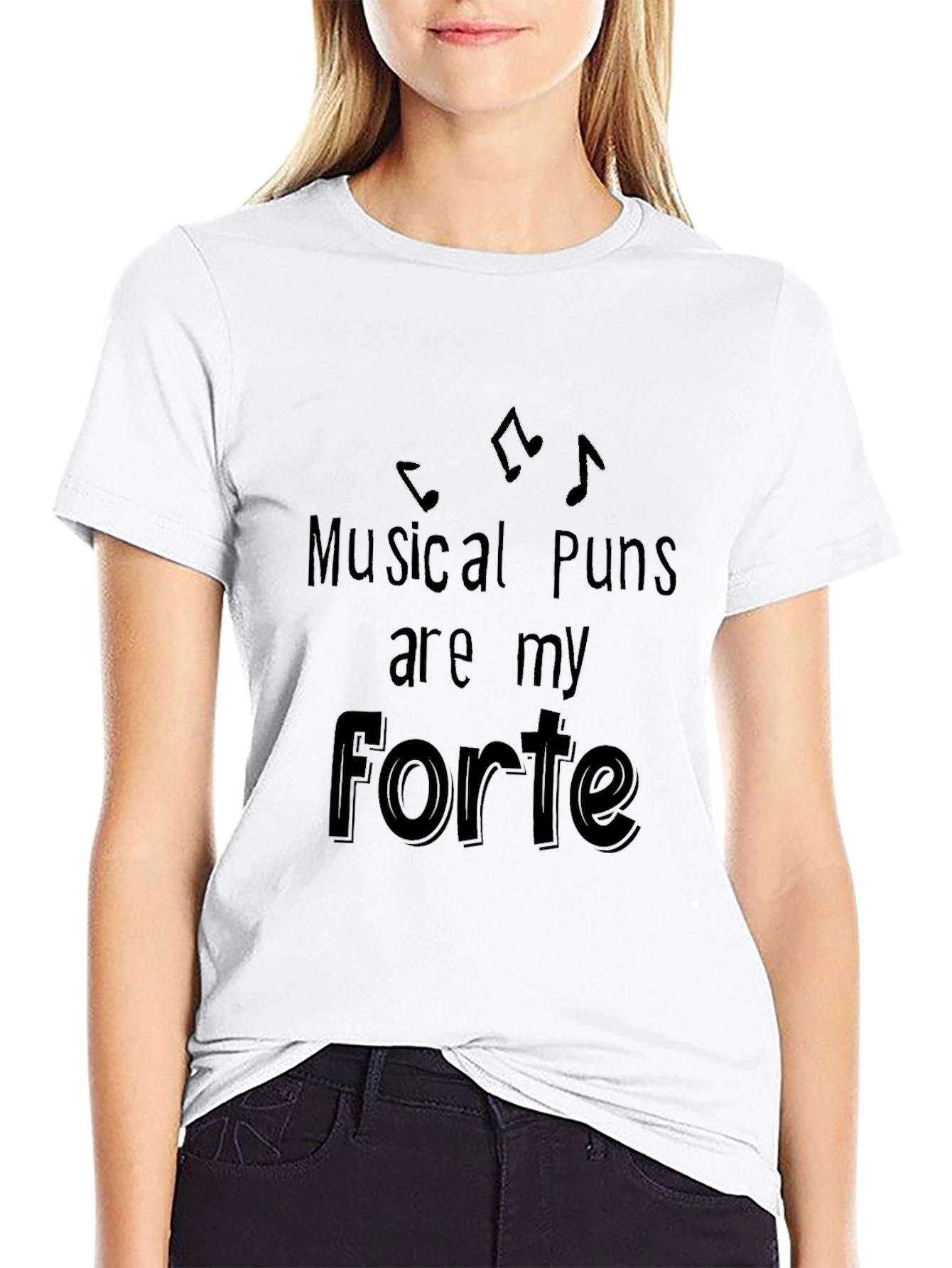 Black Musical Puns Forte Graphic T-Shirt view 9