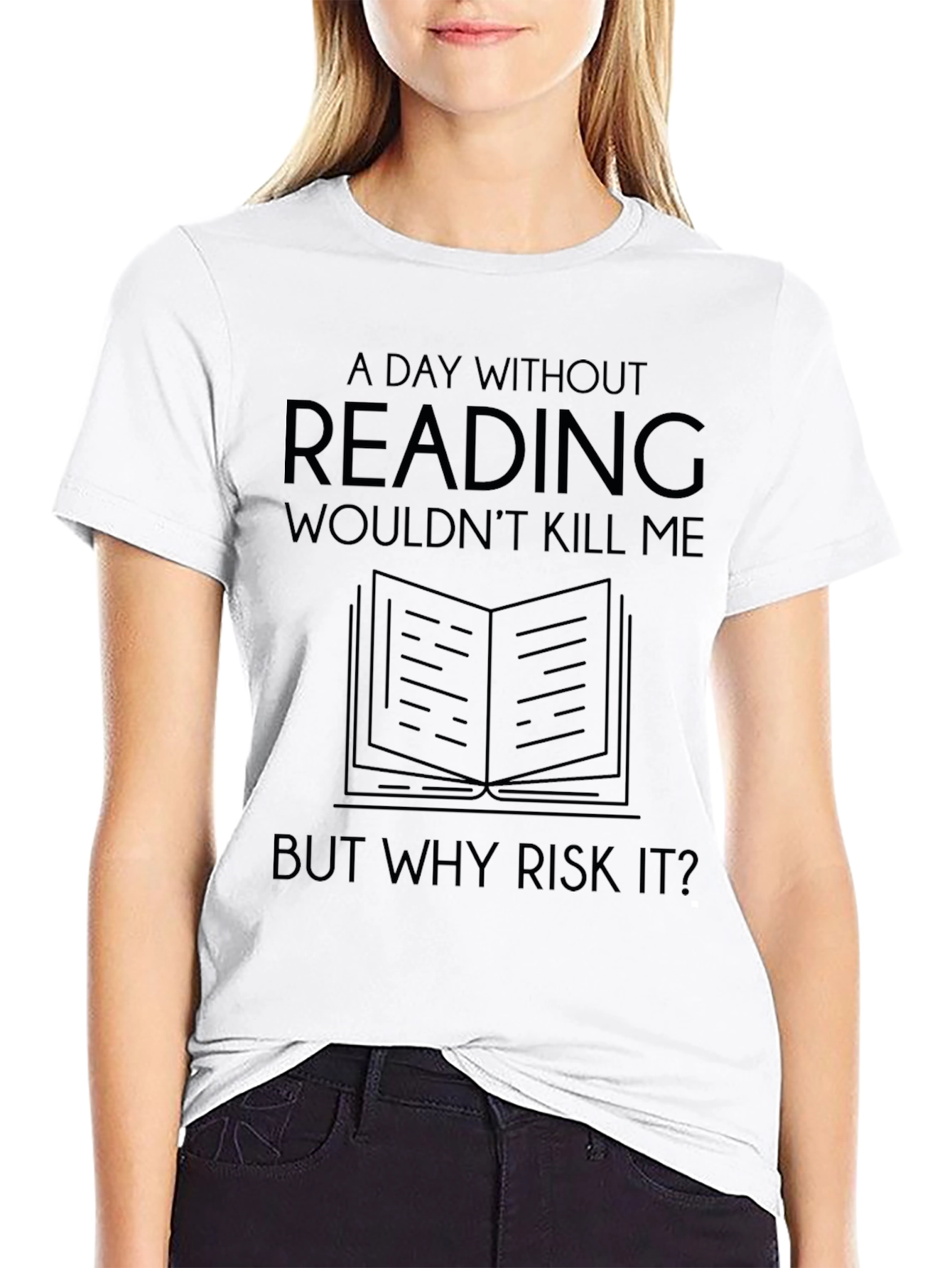 Black Funny Reading T-Shirt: A Day Without Reading view 9