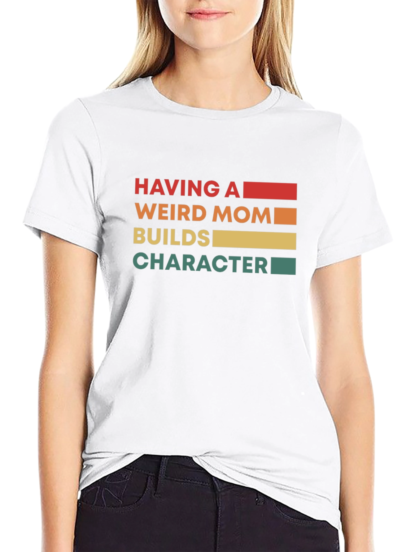 Black Having a Weird Mom T-Shirt - Black view 9