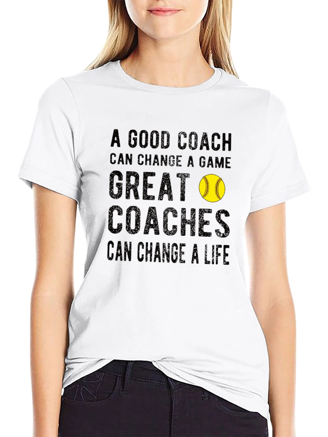 Black Coach Life T-Shirt - Softball Design view 9