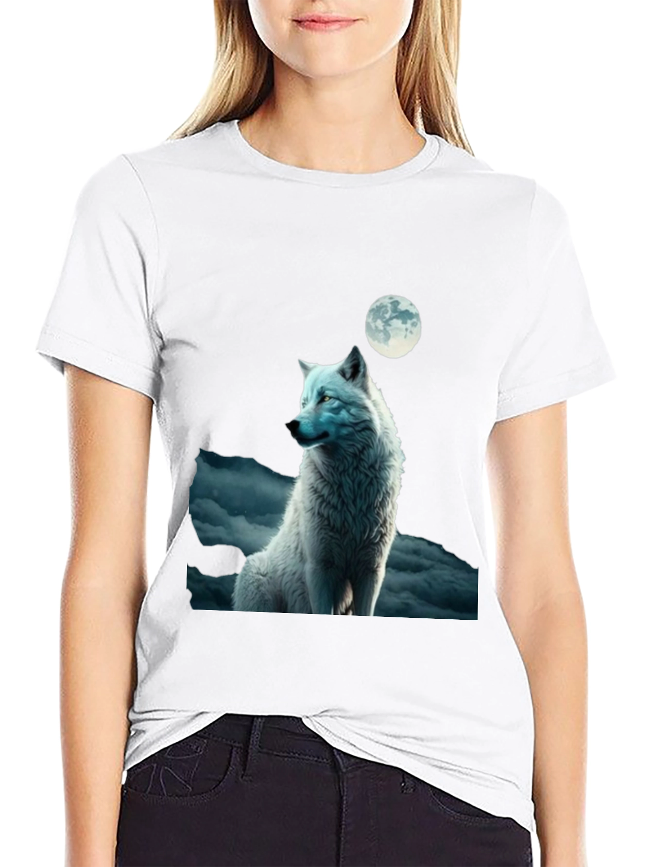 Black Wolf Moon Graphic T-Shirt view 9