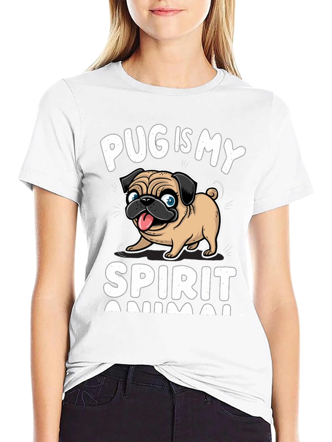 Black Pug Is My Spirit Animal T-Shirt, Black view 9