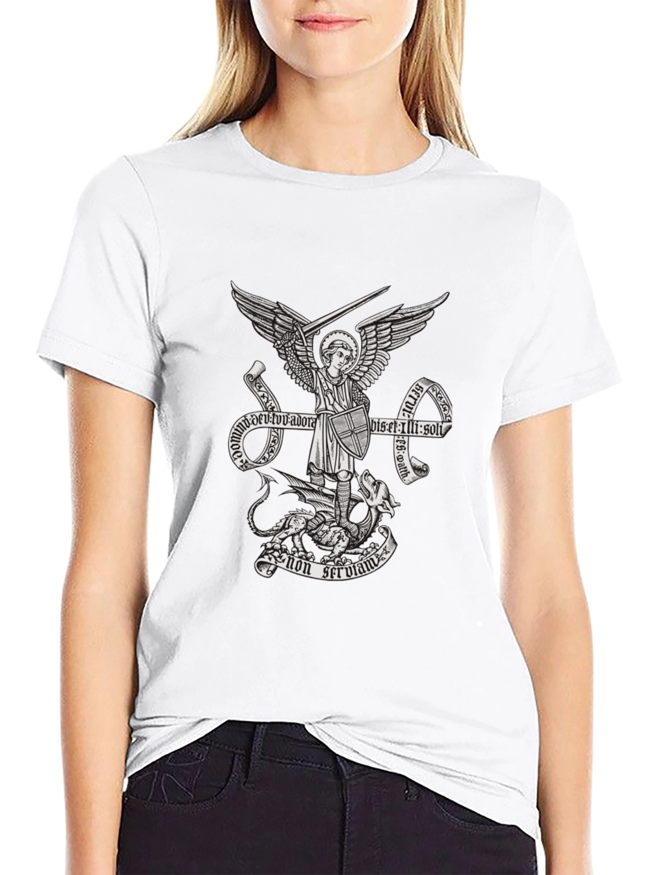 Black Archangel Michael Graphic T-Shirt view 9