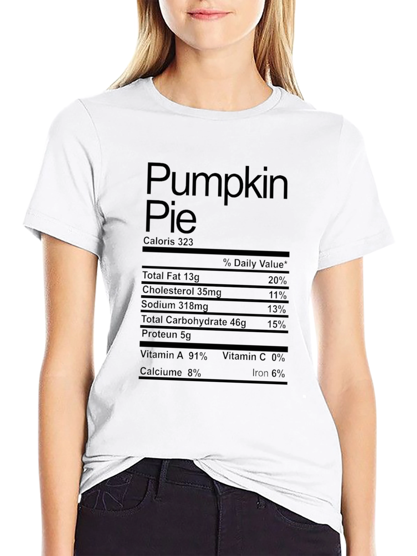 Black Pumpkin Pie Nutrition Facts Graphic Tee view 9