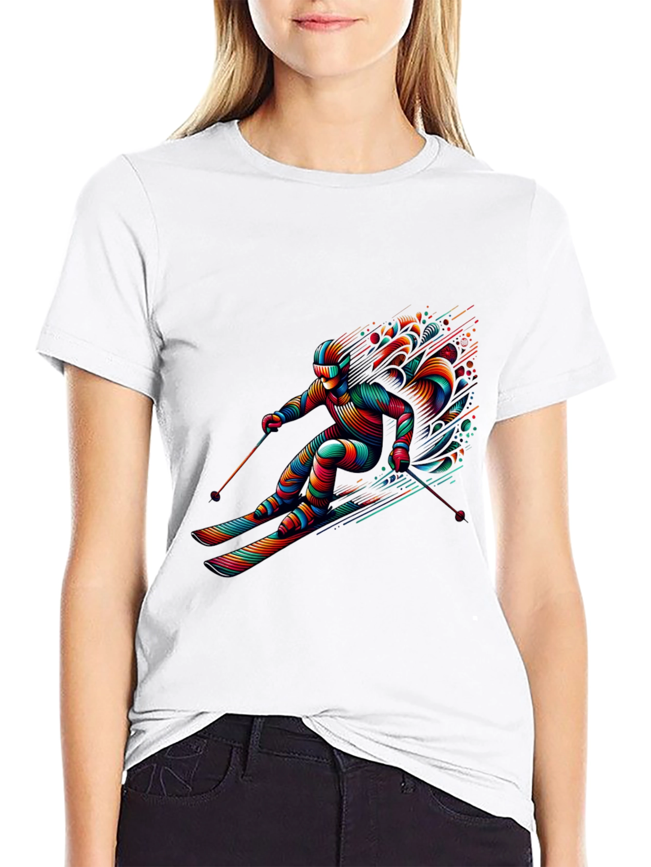 Black Vibrant Skier Graphic Tee - Black view 9