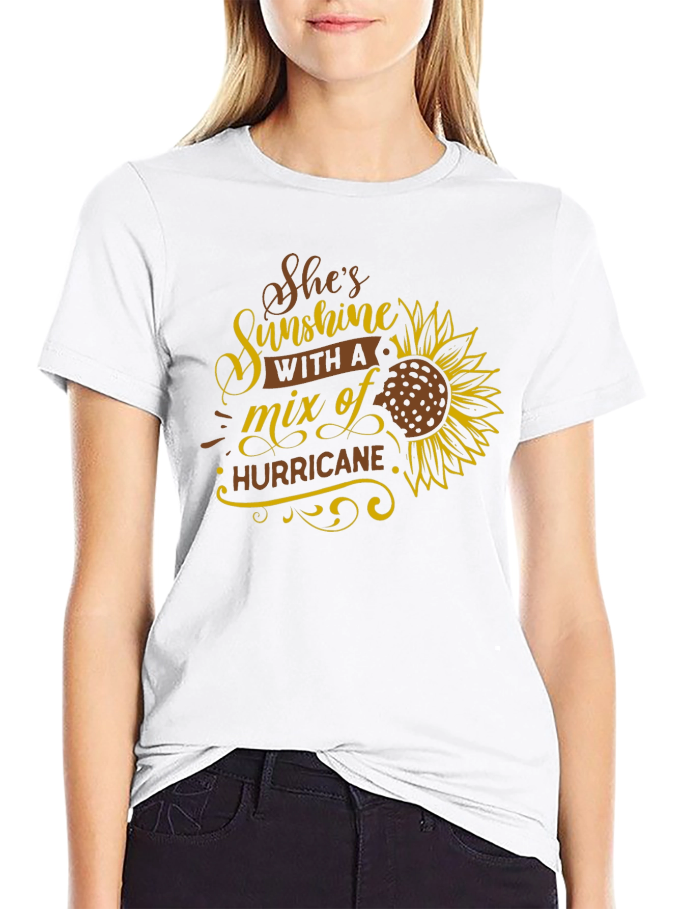 Black She's Sunshine Hurricane T-Shirt view 9