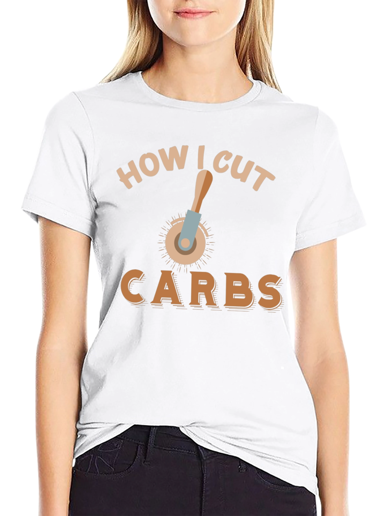 Black Funny How I Cut Carbs T-Shirt view 9