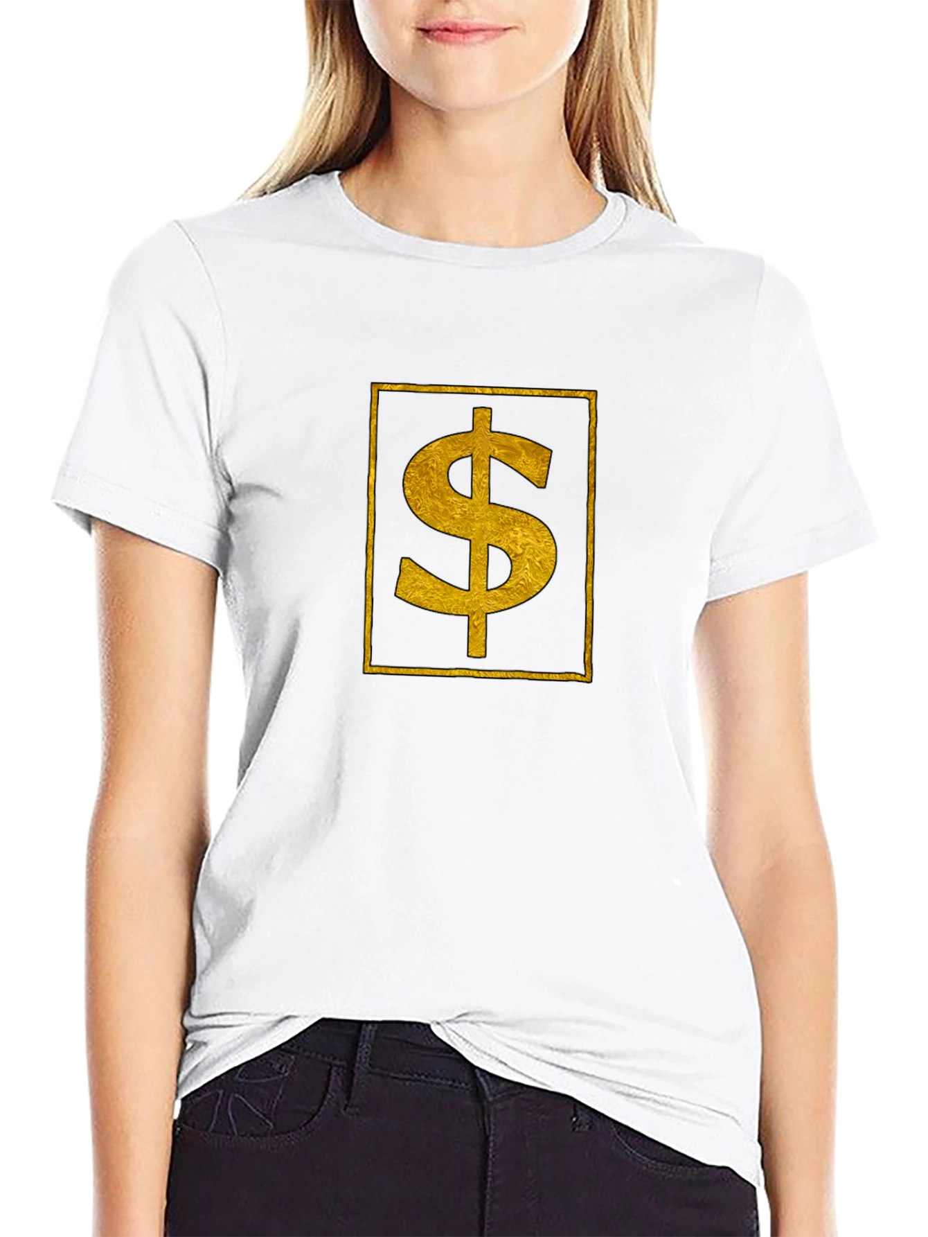 Black Gold Dollar Sign Black T-Shirt view 9