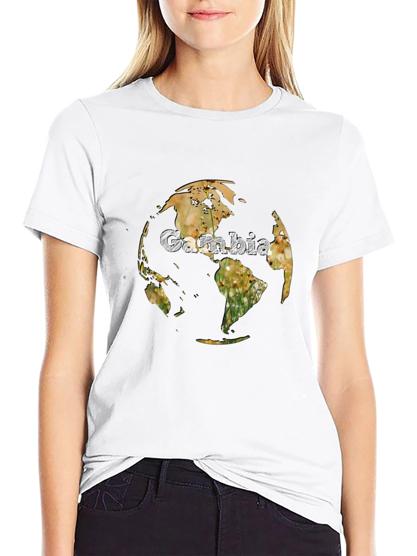 Black Gambia Globe Graphic Tee - Unique Design view 9