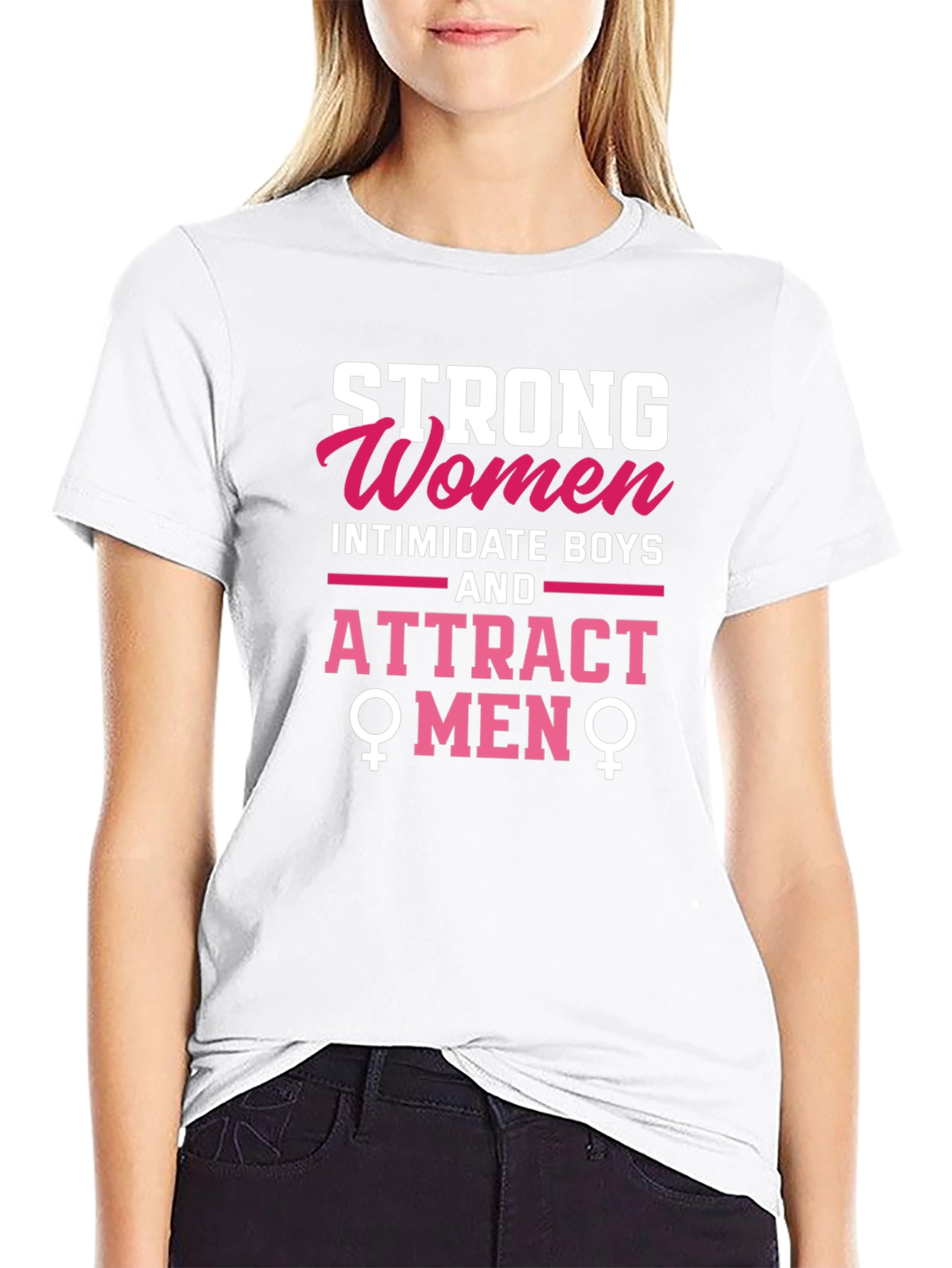 Black Strong Women Attract Men Graphic Tee view 9